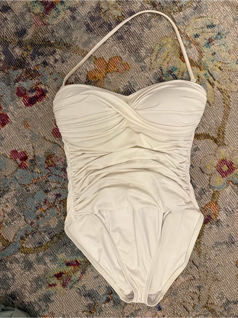 La Blanca flattering White Ruched One-Piece Swimsuit